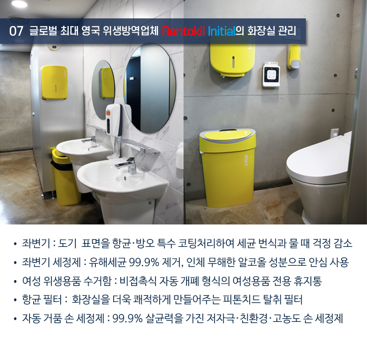 7. Global 세계 최대 위생방역업체(Rentokil Initial)의 제품으로 화장실 위생 관리